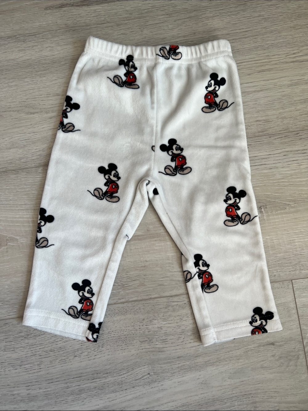 Disney Baby Soft White Mickey Mouse Print Pants Size 6/9 Months